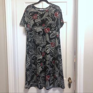LuLaRoe Jessie Dress 2XL hearts paisley valentines